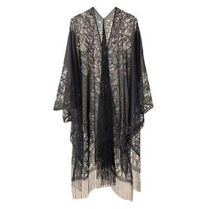 เสื้อคาร์ดิแกนสำหรับผู้หญิงใส่ในฤดูใบไม้ผลิและฤดูร้อนผ้าคลุมไหล่กี่เพ้าสไตล์จีนโบราณผ้าลูกไม้ประดับพู่โพลีเอสเตอร์บางผ้าคลุมไหล่แบบดั้งเดิม - Product Image 5