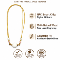Collier ajustable artisanal en perles d'ivoire brillantes avec pendentif NFC Sync-Pulse Braidlet 216 intégré