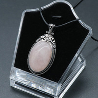 Vente chaude Goutte D'eau Pierre Naturelle Pendentif Collier Antique Argent Plaqué Pierre Naturelle Pendentif Collier pour Femmes Hommes Couples