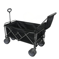 Chariot de camping pliable robuste à quatre roues, poignée réglable, grande capacité, tissu Oxford, cadre en acier, écologique, respirant