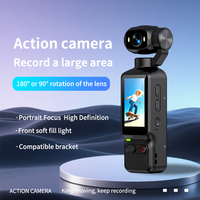 Kamera Vlog Aksi WiFi Genggam 1080P Sensor CMOS Layar 2.0" Tripod Stand Rotasi Bebas Multi-Sudut 180/90 Desain Saku