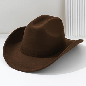 Vente en gros de chapeau de cowgirl en feutre Chapeau de cowboy en feutre blanc Chapeaux Fedora en feutre de laine à large bord pour hommes et femmes - Product Image 6