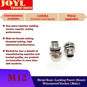 Conector M12 de 4 pines, kit de enchufe macho para montaje en panel, acoplamiento de aviación roscado de 12 mm, impermeable IP67, paquete de 5 - Product Image 2