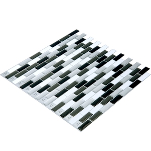Moderno 3D PU pegatinas de pared superposición aquí diseño gris negro blanco enclavamiento cocina Backsplash impermeable autoadhesivo - Product Image 1