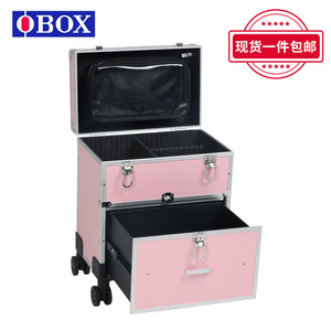 Valise de maquillage Qihui rose avec cadre en aluminium et roulettes, boîte de rangement professionnelle pour salon et usage domestique - Product Image 5