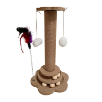 Griffoir pour chat en sisal avec boule tournante et jouets suspendus, petit arbre à chat interactif pour chatons d'intérieur