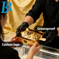 Boîtes en papier personnalisées avec logo doré pour glaces, bâtonnets glacés, emballage pour desserts au chocolat, support anti-goutte pour gâteaux, anti-fuite.