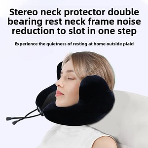 Portable <strong>U</strong>-Shaped Memory Foam Neck <strong>Pillow</strong> Anti-Dust Mite Removable Washable 100% Polyester Knitted Solid Pattern 0.5-1Kg <strong>Pillow</strong> - Product Image 4