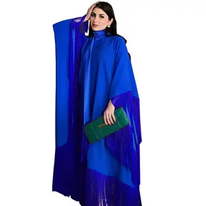 Solid Color Department Latest Style Bat Sleeve Tassel High Fashion Ethnic Islamic Dress Muslim Women