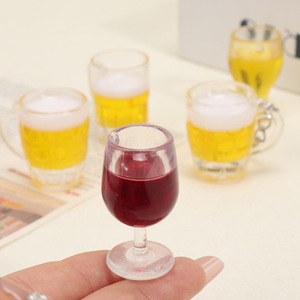 Acrylic <b>medium</b>-sized beer mug keychain, 3cm, simulated beverage/wine glass, <b>backpack</b> decoration, beer mug pendant. - Product Image 2