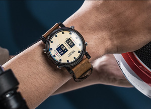 Reloj único para hombre, creativo, de cuarzo, con mecanismo giratorio, correa de cuero genuino, estilo deportivo - Product Image 4