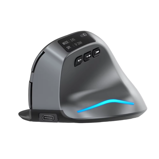 ZELOTES F-26C RGB Backlit Right-Handed Ergonomics Vertical Mouse USB Rechargeable 2.4G Dual-mode Wireless Office Mouse