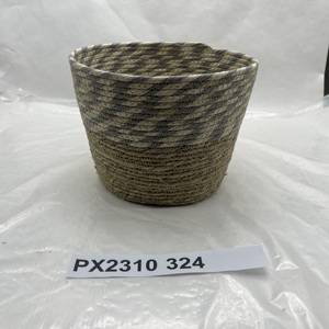 ตะกร้าซักผ้าทำจากเชือกฟางตะกร้าใส่ดอกไม้หญ้าทะเลใส่ของในบ้านทำจากผ้าฝ้าย - Product Image 5