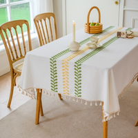 Nappe en lin et coton mélangés avec dentelle, rectangulaire, imperméable, résistante aux plis, pour la maison, la salle à manger, les mariages et les fêtes