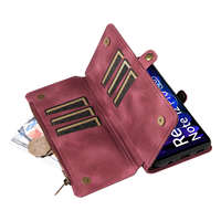 Pour Redmi Note 12 Pro 5G étui en cuir sangle fermeture éclair pochette portefeuille 9 fentes pour cartes béquille couverture de téléphone
