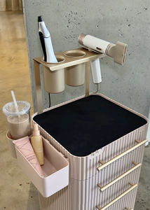 Carrito <span class=keywords><strong>de</strong></span> Salón <span class=keywords><strong>de</strong></span> Belleza Resistente con 4 Ruedas, 5 Cajones, Herrajes Dorados y Bandeja Extensible para Estilistas - Product Image 3