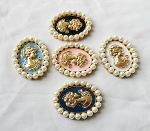 Tête Lady Cameo 53x42mm alliage métallique KC plaqué <span class=keywords><strong>or</strong></span> perle en plastique résultats ovales pour la fabrication de broches - Product Image 2
