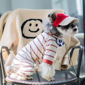 مجموعة جديدة للربيع والصيف سترة بأربعة أرجل لطيفة للكلاب الصغيرة والقطط مخططة منقوشة ملابس حيوانات أليفة ملابس للكلاب - Product Image 5