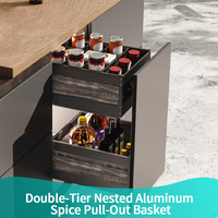 Panier de rangement à double niveau à fermeture douce pour épices, idéal pour armoires de chambre d'hôtel et restaurants, accessoires de décoration intégrés