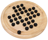 Offelec - Jeu de solitaire en bois avec 33 billes en verre noir - Classique - Jeu de stratégie pour un joueur - Puzzle - Enfants - Adultes - Amusant - Famille
