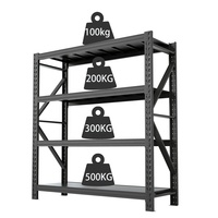 Étagère métallique en fer multi-niveaux 100 kg/niveau, structure robuste en acier, accès facile, rayonnage industriel à longue portée pour atelier