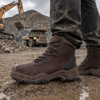 Botas de Seguridad de Cuero Nubuck Impermeables con Puntera de Material Compuesto, Calzado de Trabajo Antipinchazos de Corte Medio, Calzado de Seguridad Industrial con Suela de Goma PU