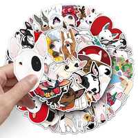 50 Uds gran oferta Animal perro dibujos animados pegatina UV impresión personalizada troquelado vinilo decorativo Bull Terrier pegatina