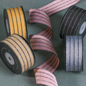 Ruban en polyester rayé fait main pour artisanat domestique, accessoires de <span class=keywords><strong>couture</strong></span> pour nœuds <span class=keywords><strong>papillon</strong></span>, mariage, emballage et décoration - Product Image 2