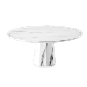 Vassoio Decorativo Ovale con Superficie Marmorizzata Bianca, Piatto da Servizio - Product Image 2