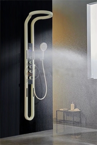 Grifos termostáticos negros mate Montaje en pared Panel de <span class=keywords><strong>ducha</strong></span> de lluvia Función de pausa para hoteles suaves Villas Apartamentos Hecho Latón duradero - Product Image 2