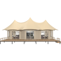 Tente de glamping de luxe sur mesure, grande capacité, pour salle de réception avec mobilier