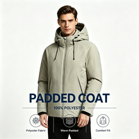 Chaqueta Acolchada con Capucha Color Caqui Claro para Hombre, Prenda Exterior Cómoda, Informal, de Moda, para Invierno, Uso Diario y al Aire Libre