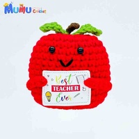 Boneka Amigurumi Apel Merah Rajutan Katun Buatan Tangan, Mainan Boneka Buah Rajut, Dekorasi Meja Lucu, Hadiah, Grosir Kustom