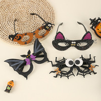 Masque créatif en cuir PU drôle de citrouille et d'araignée pour Halloween, accessoires photo pour costume de démon de petite fille, idéal pour les fêtes et rassemblements
