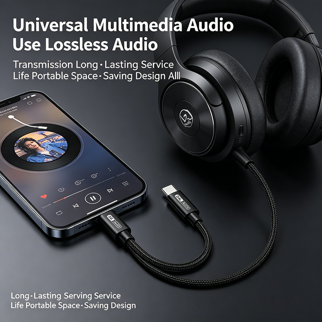 Type C to 3.5mm Audio Jack Adapter Cable Built in DAC Digital Chip Noise Free Sound  Earphone Mic Converter Plug and