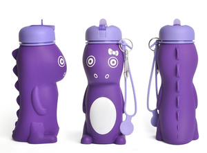 Bouteille d'eau en silicone LFGB sans BPA en forme de <span class=keywords><strong>dinosaure</strong></span> mignon de vente chaude pour les enfants - Product Image 4