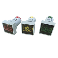 DC 12 V 24 V Tahan Air 28.5mm Kotak Persegi Lampu Mini Gauge LED Tampilan Digital Indikator Voltmeter untuk Mobil untuk Kapal