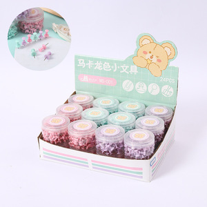 Macaron kẹp giấy cỡ lớn trong xô tròn + ghim Quả Cầu + Kẹp giấy + Móc Khóa + Kẹp chất kết dính - Product Image 6