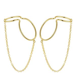 Joyería de Latón chapado en oro de 18K, cadena curva, Clip para oreja sin Piercing, pendientes E191124 - Product Image 3