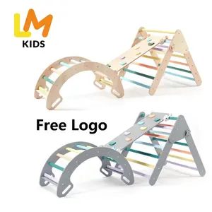Conjunto triângulo piklers para crianças, armação de madeira para escalada, arco de piklers montessori, pickler, triângulo, para áreas internas