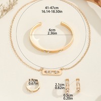 Parure de Bijoux Designer Personnalisée pour Femme en Acier Inoxydable Plaqué Or 18K, Imperméable, Luxe, Comprenant Bracelet, Collier et Boucles d'Oreilles