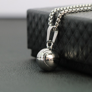 Stainless Steel <b>Basketball</b> Pendant Necklace Men's Fashion Jewelry <b>Gift</b> Sport Theme Chain Accessory Sp925 - Product Image 2