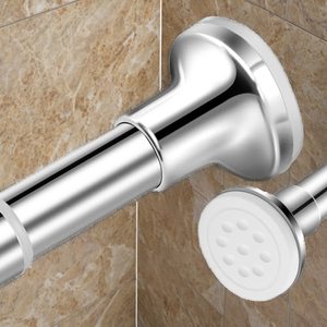 Tringle <span class=keywords><strong>de</strong></span> <span class=keywords><strong>Douche</strong></span> Ronde Ajustable <span class=keywords><strong>en</strong></span> Acier Inoxydable - Tringle à Tension Chromée avec Embouts Antidérapants pour Salle <span class=keywords><strong>de</strong></span> Bain - Product Image 4