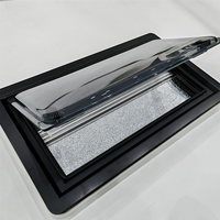 Fenêtre à charnières noire 500*300mm pour caravane avec rideau et moustiquaire pour remplacement de caravane, camping-car et conversion de fourgonnette