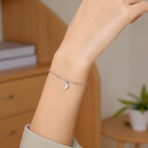 Bracelet en acier inoxydable à sept étoiles avec breloque lune argentée, bijoux de mode PULSERA - Product Image 3