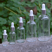 Kosmetik-Set Glasverpackung: Tropfflasche, Lotionspumpflasche, Sprühflasche & Cremedose, Oberfläche mit Goldprägung
