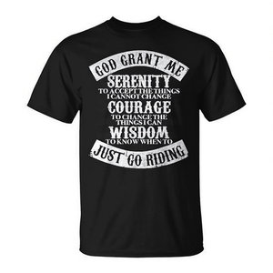 T-shirt chrétien pour motards, design Serenity Prayer, noir, unisexe, col rond, manches courtes, cadeau pour l'église - Product Image 3
