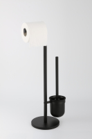 Porte-papier hygiénique et brosse moderne noir en acier inoxydable pour hôtels, usage domestique dans la salle de bain, le salon et la salle à manger.