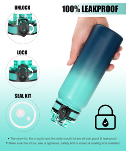 Latest 20oz Double Wall Insulated Vacuum <b>Flasks</b> Gradient Stainless Steel Sport Water <b>Bottle</b> With Straw Custom - Product Image 3