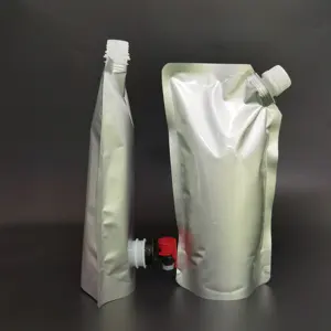 1L Aluminum Foil Stand Up Spout Pouch With Vitop Liquid Drink Doypack Collapsible Water Container For Wine Juice Coffee